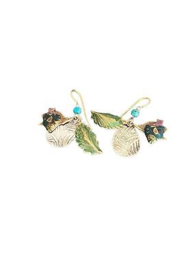 Gold tone fishhook backing and turquoise teardrop fish earrings